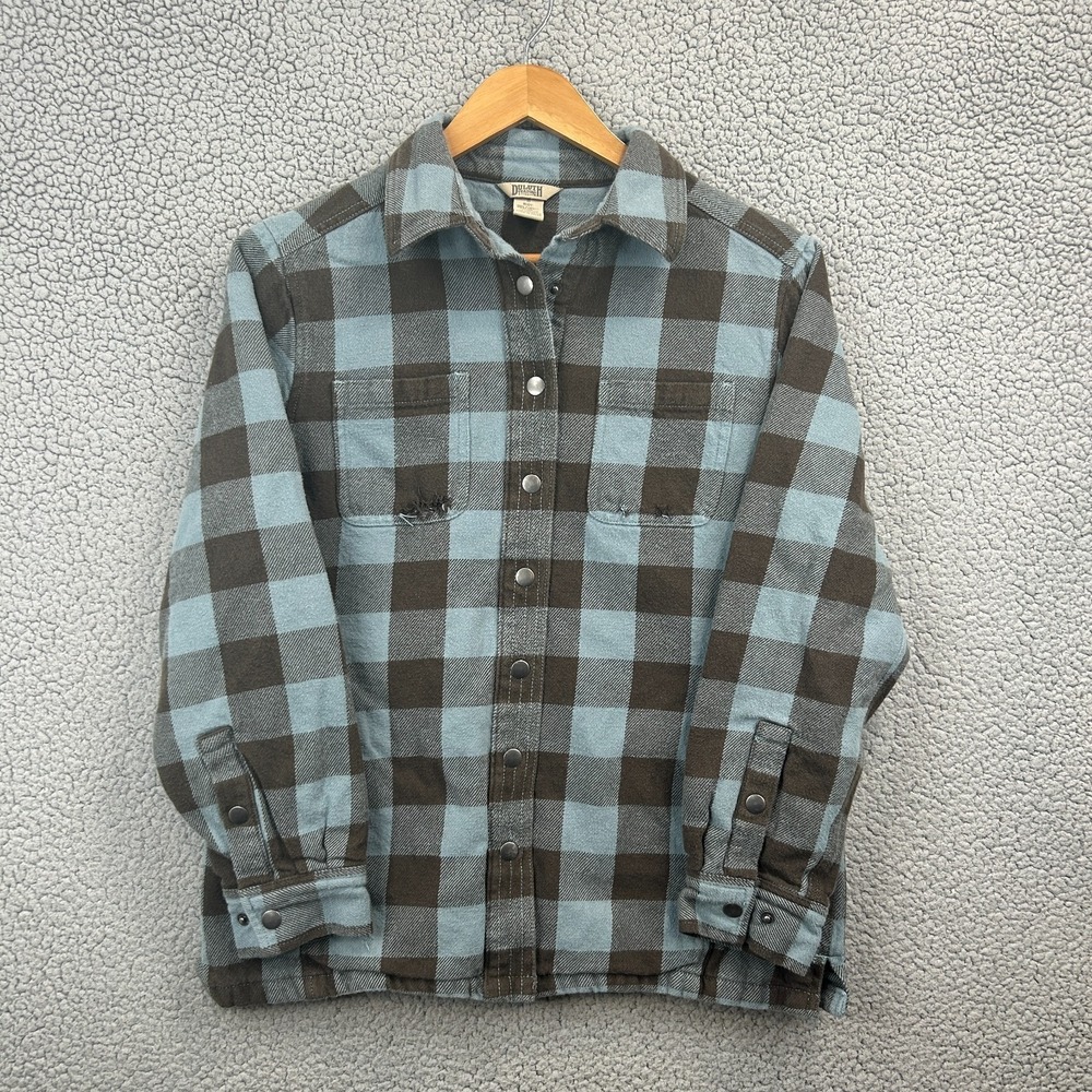 Duluth Trading Co Flannel Shirts Mens Size S Blue Plaid‎ Long Sleeve Relaxed Fit